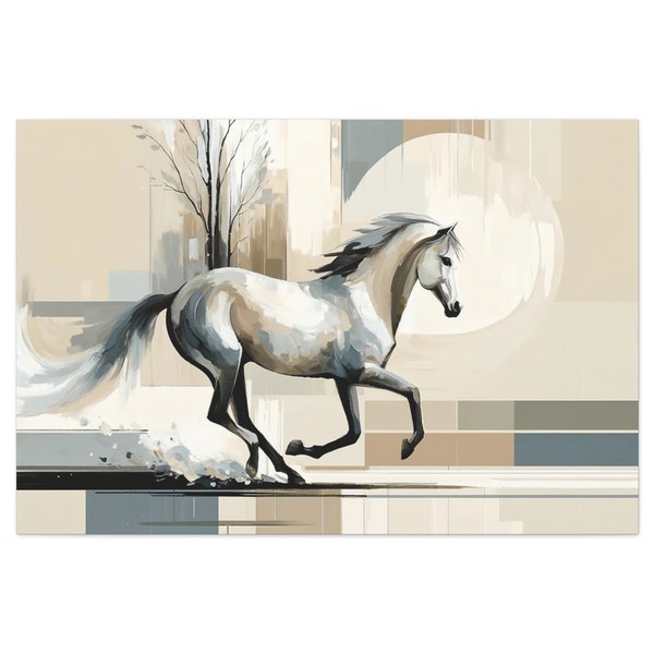 Horse, Matte Canvas, Wall Decor Wall Art Horses Horse Canvas Art Farm Ranch White Horse Horse Print Horse Art Home Decor