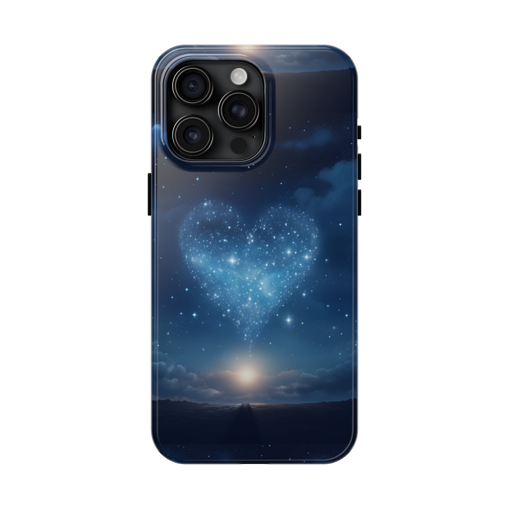 Diseño de funda de corazón en forma de estrella para iPhone 12, 13, 14 y 15.
