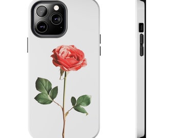 Diseño minimalista de funda para teléfono con flor de rosa para iPhone 12, 13, 14 y 15.