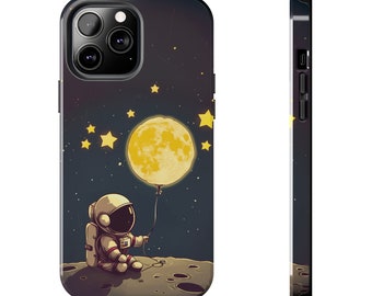 Diseño de funda para teléfono Astronauta con globo lunar para iPhone 12, 13, 14 y 15.
