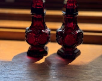 Avon 1876 Cape Cod Collection Ruby Red Salt and Pepper Shakers