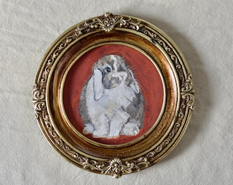Original Oil Painting- Miniature Lop Bunny Portrait