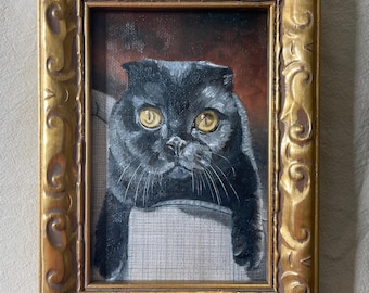 Original Oil Painting- Black Cat