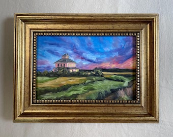 Original Oil Painting- Pink House Newbury, MA