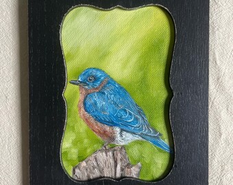 キャンバス油絵 専用 鳥とお花とおじさんと キャンバス油絵 専用 鳥と