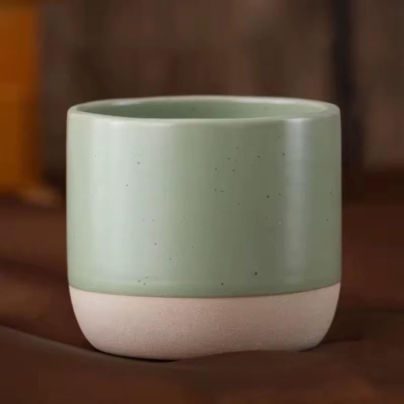 Ceramic Espresso Cups – 6oz Matte Colorblock Coffee Mugs, Stackable ...