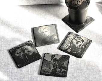 Fourth Wing Slate Coaster Set: AI Fan Art, Violet & Xaden Inspired