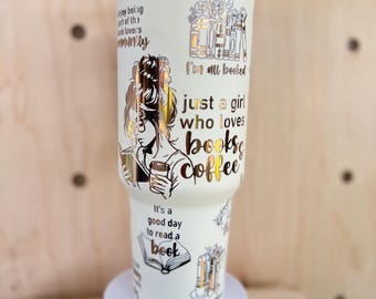 Bookish Girl Engraved Tumbler: Copper Coated 40 oz Travel Mug