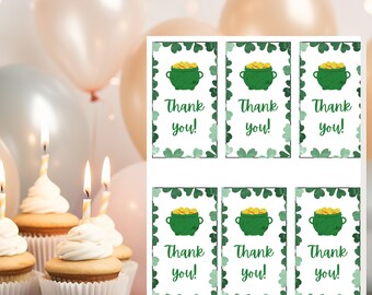 Editable Thank you Tags, Printable Tags, St. Patrick's Day Tags, Instant Download