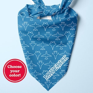 Personalized Airplane Bandana for Dogs -Pick Your Color! - Tie On Dog Bandana