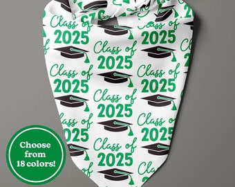 Graduation Dog Bandana - Class of 2025 - Custom Colors to Match Your School! - Tie On Dog Bandana