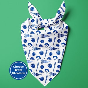 Baseball Bandana - Pet Bandana - Dog Bandana - Baseballs and Pinstripes Bandana - Softball Bandana - Sports Bandana - Tie On Dog Bandana