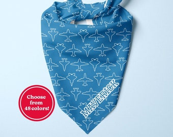 Personalized Airplane Bandana for Dogs -Pick Your Color! - Tie On Dog Bandana