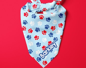 Personalized 4th of July Dog Bandana: Patriotic Paw Prints