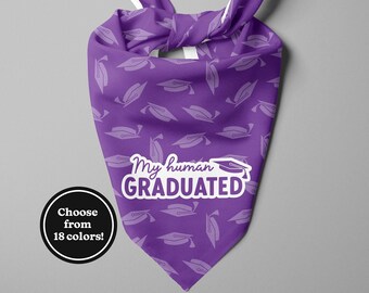 My Human Graduated Dog Bandana: Custom Colors, Graduation Caps