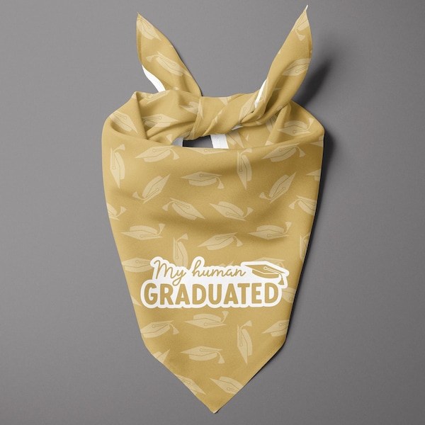 My Human Graduated Dog Bandana in Gold - Tie On Dog Bandana