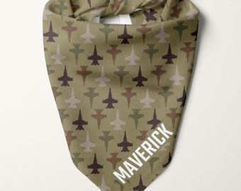 Military Jet Dog Bandana Personalized Camouflage Bandana Planes A-10, C-17, KC-135, F-14, F-15, F-16, F-18, F-22, F-35, Blackhawk