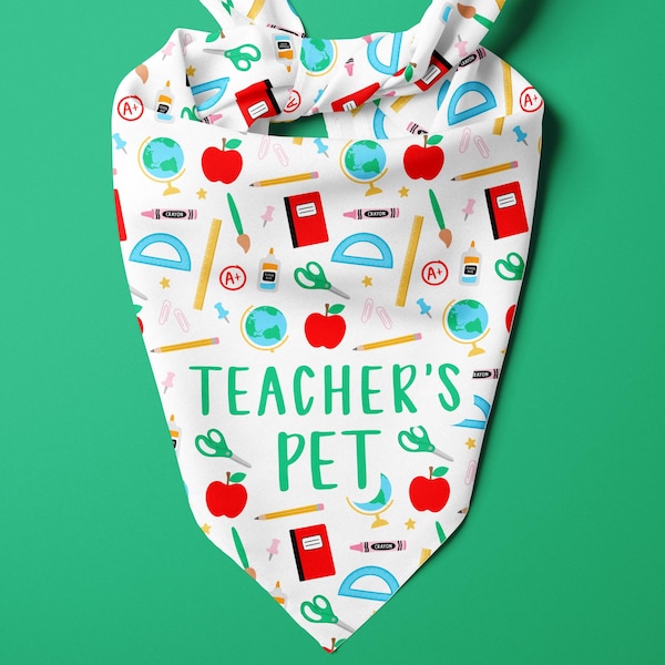 Teacher's Pet Dog Bandana - Back to School Tie-On Dog Bandana - Teacher Appreciation Gifts
