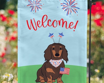 Dachshund 4th of July Garden Flag: Patriotic Doxie Decor