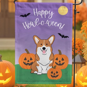 Corgi Halloween Garden Flag | Pick Your Corgi Color! | Dog Garden Flag