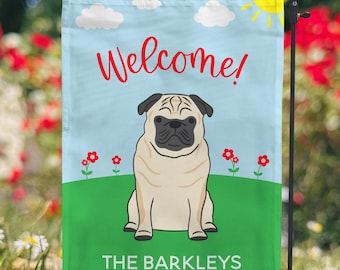 Pug Spring Garden Flag - Pick Your Pug Color! Pet Garden Flag, Pug Gifts & Spring Decor for Dog Lovers