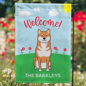 Shiba Inu Spring Garden Flag - Personalized Pet Welcome Garden Flag - Shiba Inu Gifts