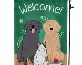 Personalized Back to School Pet Garden Flag: Custom Dog & Cat Decor