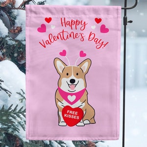 Corgi Valentine Garden Flag | Corgi Gifts for Dog Lovers | Pet Garden Flag Decor