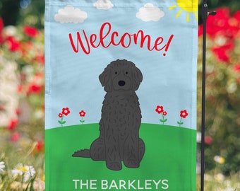 Personalized Doodle Spring Welcome Garden Flag | Goldendoodle & Labradoodle Gifts for Dog Lovers | Bernedoodle Gifts - Pick Your Doodle!