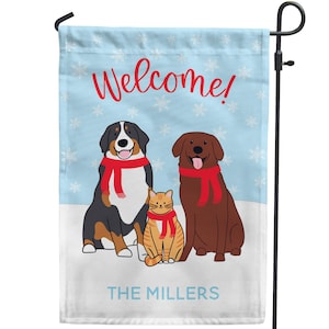 Personalized Pick Your Pet Winter Garden Flag - Custom Dog or Cat Breeds