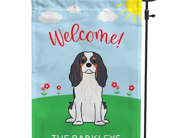 Cavalier King Charles Spaniel Garden Flag: Personalized Pet Welcome Decor