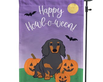 Dachshund Halloween Garden Flag: Pick Your Doxie Color