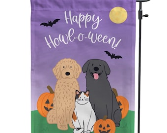 Personalized Pet Halloween Garden Flag: Custom Dog & Cat Fall Decor