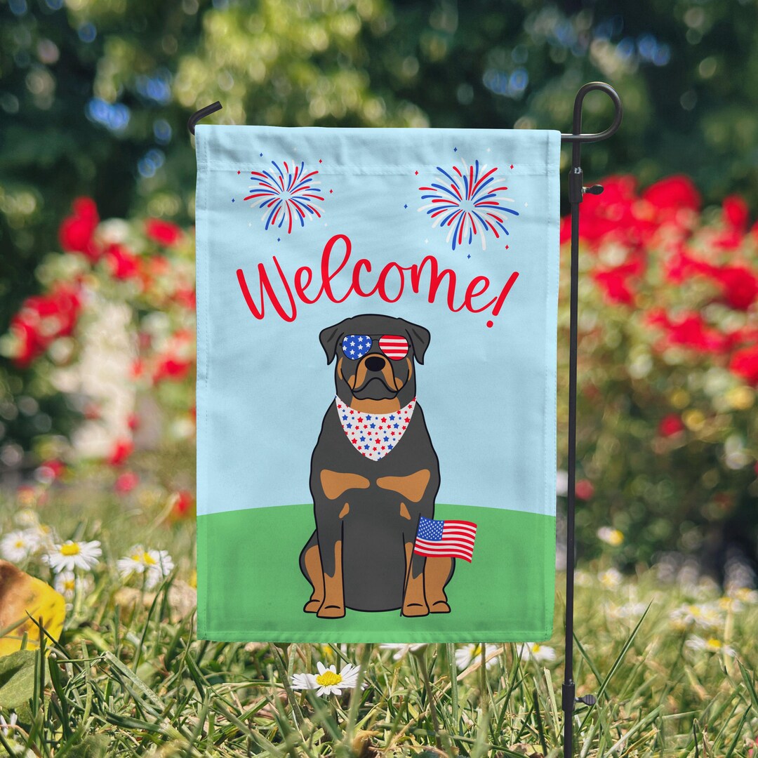 July Rottweiler Rottweiler 4th of July Garden Flag - Independence Day Flag - Rottweiler ...
