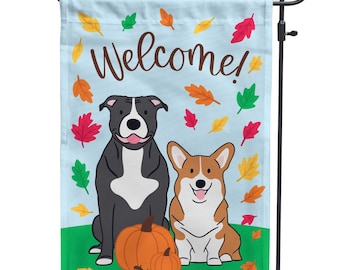 Pick Your Pet Fall Garden Flag - Personalized Pet Yard Flag - Autumn Yard Decor – Cute Pet Welcome Sign - Gifts for Dog Lovers