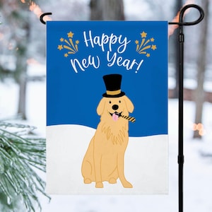 Golden Retriever New Year Garden Flag: Pet Lover Gift