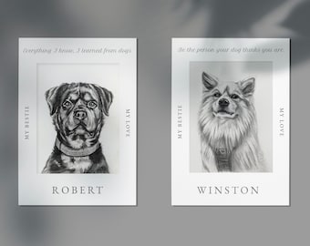 Two digital posters with nice Dog Quotes. Pets portraits.