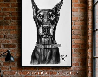 Custom Hand-Drawn Pet Portrait, Pencil Art