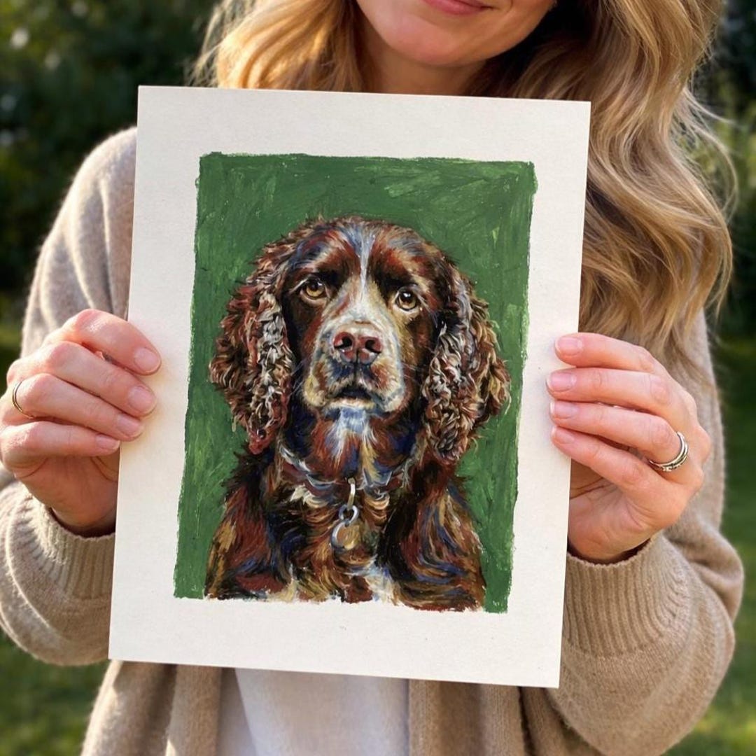 Custom Pet Portrait Oil Pastel Dog Cat Art, Hand Drawn Memorial ...