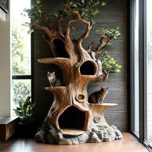 Indoor solid wood cat tree, pet tree