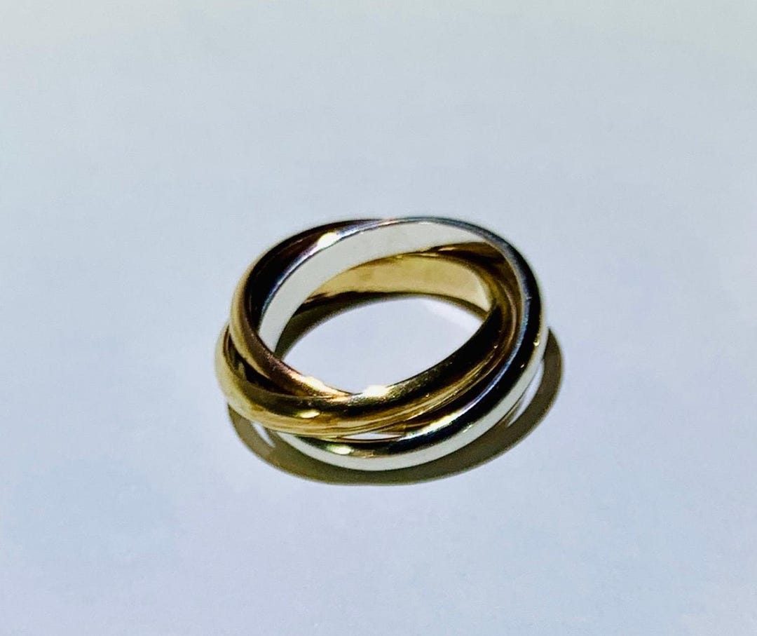 Rolling Ring, Trinity Ring, Tri-color Rings, Fidget, Fidget Ring ...