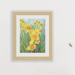 花 絵 植物画 癒し 優しい インテリア 額入り 日本画『水仙