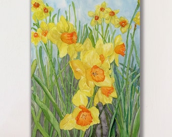 Daffodil Giclee Canvas Print: Botanical Wall Art, Ready to Hang (9" x 12")