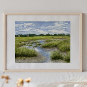 Summer at Fish Haul Beach Hilton Head Island 12&quot;x9&quot;  Watercolor Giclee Fine Art Print  matted to 16&quot; x 13&quot;