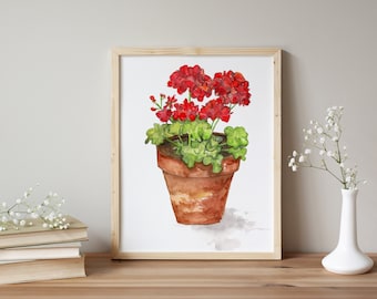 ゼラニウムの水彩画 - Etsy 日本