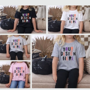 Halloween Gildan 5000B Mockup Bundle, Gildan Kids Tshirt Mockup Bundle, Youth Mockup, Toddler Mockup, Kids Shirt Mockups, Black, Grey, Ash