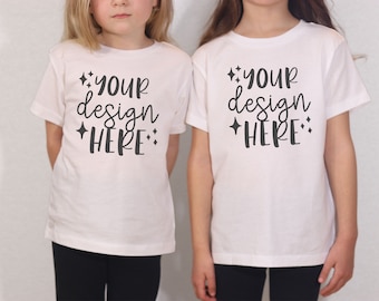 Siblings Mockup, Kids Mockups, Bella Canvas 3001T Mockup, Family Mockup, Kids Tshirt Mockup White, Toddler Mockup, Brother Sister, Children