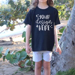 Kids Mockups, Black Gildan 5000b Mockup Bundle, Beach Mockup, Youth Tshirt Mockup Black , Kids Tshirt Mockup Black , Toddler Mockup