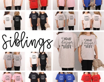 Siblings Mockup Bundle, Kids Mockups, Gildan 5000b Mockup Bundle, Back, Group, Family, Tshirt Mockup, Toddler, Brother Sister Boy Girl