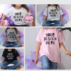 Gildan 5000b Mockup Bundle, Youth Gildan Mockup Bundle, Kids White T-shirt Mock up, Toddler Mockup, Model Mockups, Pink, Ash, Sport Grey